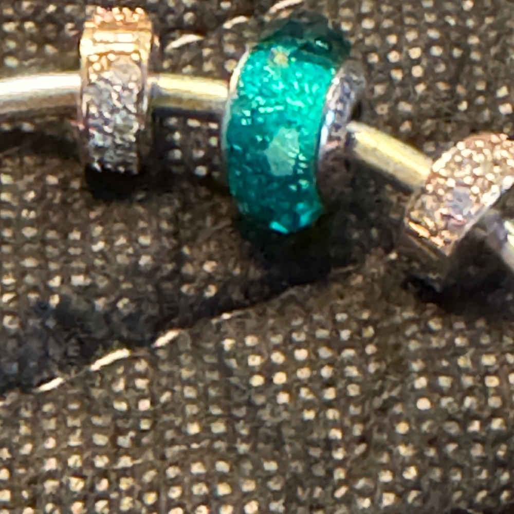 Pandora Silver Bracelet Crystal Charms Green - Picture 3 of 6